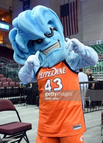 Pepperdine Waves mascot Willie the Wave dances during a quarterfinal ...