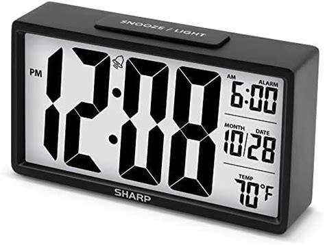 Amazon.com: Sharp Atomic Digital Alarm Clock, Battery Operated Self ...