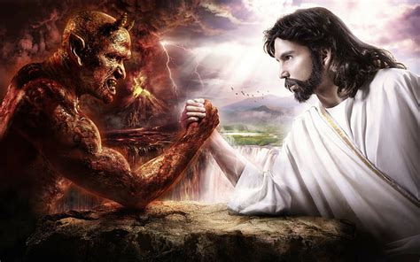 HD wallpaper: arm wrestling, devils, Jesus Christ, adult, women ...