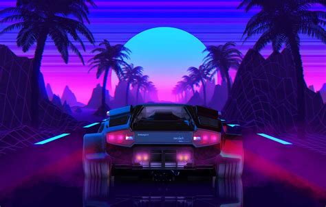 80s Retro Neon Car Dual Wallpaper