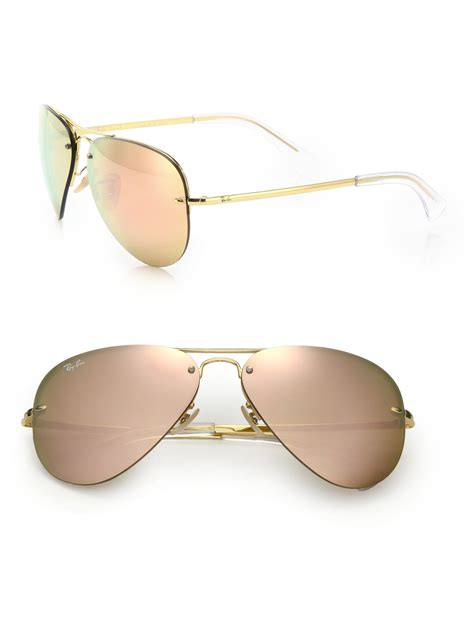 Ray-ban Pilot Metal Aviator Mirrored Sunglasses in Pink | Lyst