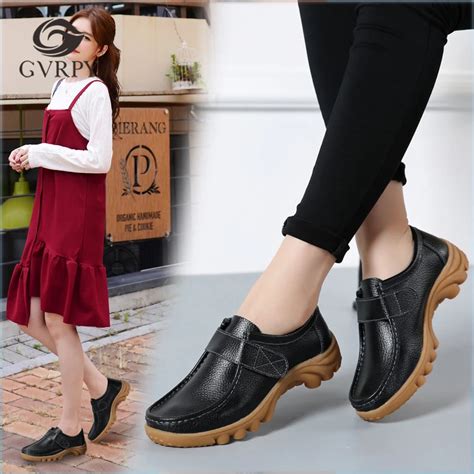 Women Fashion Casual Shoes Split Leather TPR Sole Doctor Nurse Surgical Shoes Waiter Work Shoes ...