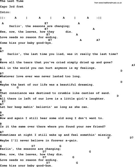 Johnny Cash song: The Last Time, lyrics and chords