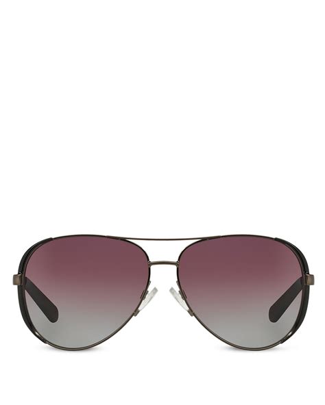 Michael Kors Chelsea Aviator Polarized Sunglasses in Silver (Gunmetal/Black/Purple Gray) | Lyst