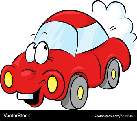 Funny red car cartoon Royalty Free Vector Image