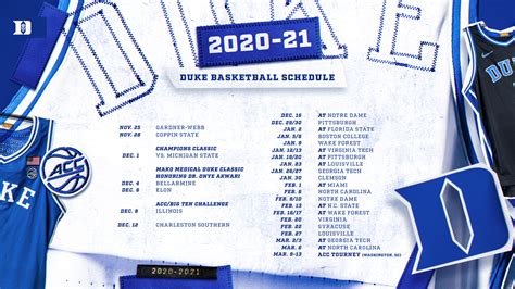 Duke Blue Devils 2020-21 Men’s Basketball Schedule Announced - DukeBlog