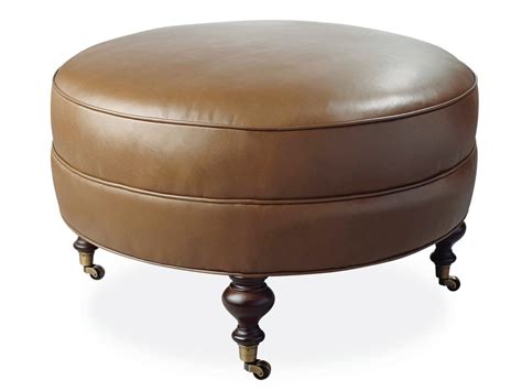 Manor Round Leather Ottoman | Leather Ottomans | Country Willow