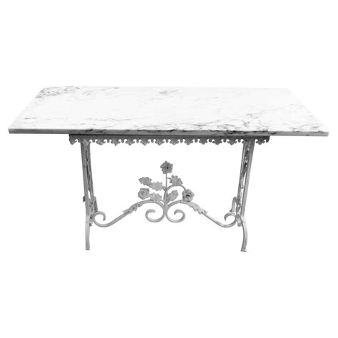 New Century Round Cast Iron Base with Marble Top Garden Table or Bistro Table For Sale at ...