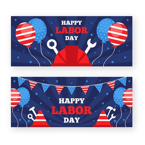 Free Vector | Flat design labor day horizontal banners