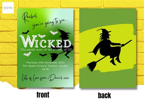 Wicked the Musical Ticket Reveal Card Wicked Ticket Gift - Etsy