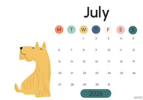 DOG DAYS Simple 1-Month to a Page Calendar - classroom HQ