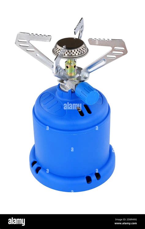 Small 1200w portable gas camping stove isolated on a white background Stock Photo - Alamy