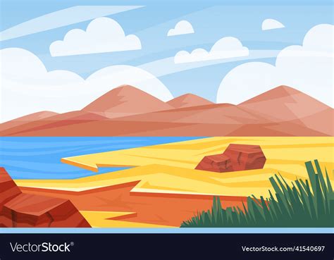 Savannah landscape cartoon nature desert scenery Vector Image