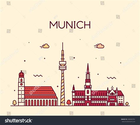 Munich Skyline Detailed Silhouette Trendy Vector Stock Vector (Royalty ...