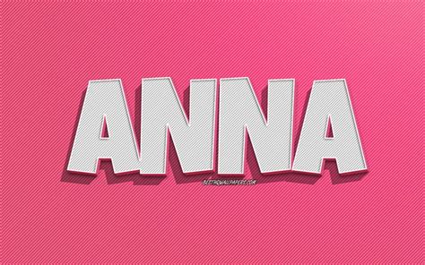 Download wallpapers Anna, pink lines background, wallpapers with names, Anna name, female names ...