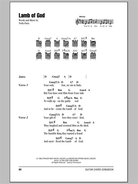 Lamb Of God by Twila Paris - Guitar Chords/Lyrics - Guitar Instructor