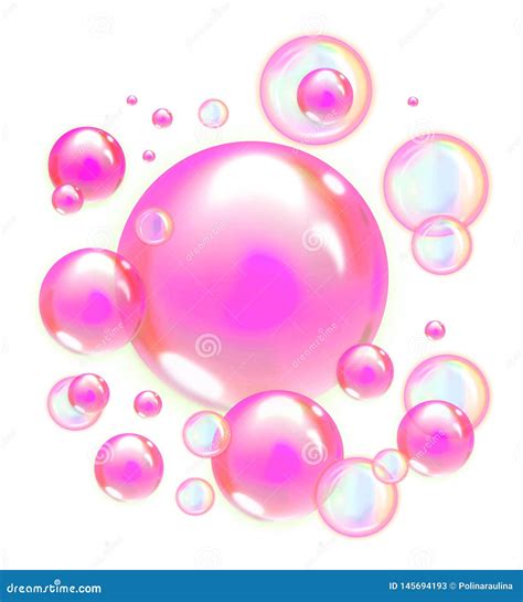 Pink Soap Bubbles or Pearls Isolated on Transparent Background. Stock Image - Illustration of ...