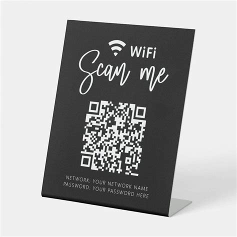 Wifi Network QR Code Black Modern Business Pedestal Sign Size: 8" X 10". Gender: unisex. Age ...