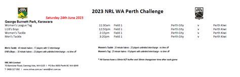 Perth Challenge 2023 Schedule Released - NRL WA