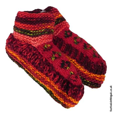 Short Wool Fleece Lined Socks - Red - 9in | Festival Clothing Co