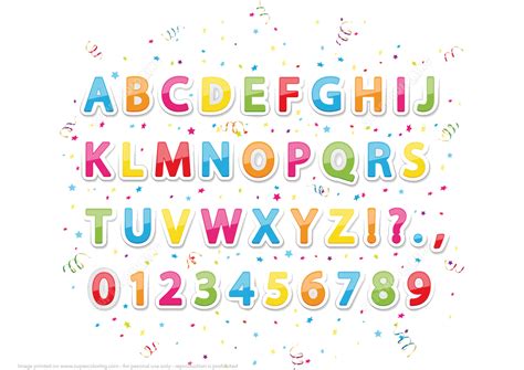 Printable Stickers of English Alphabet Letters and Numbers | Free Printable Papercraft Templates