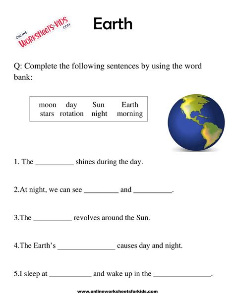 Earth Worksheets for grade 1-3