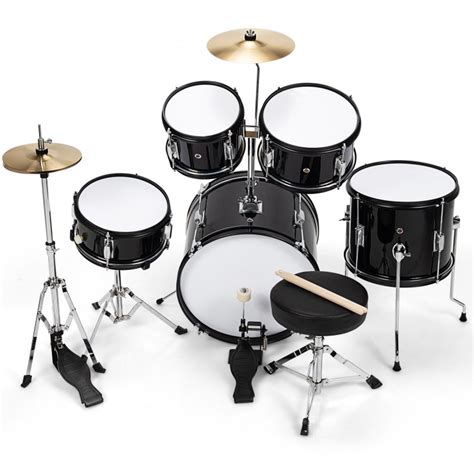 16 Inch 5-Piece Complete Kids Junior Drum Set Children Beginner Kit ...