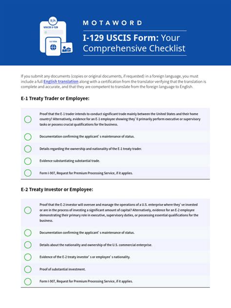 I-129 Checklist - Motaword | PDF