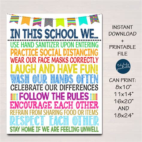 Classroom Rules | School Health Safety Poster – TidyLady Printables