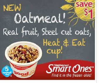 $1 off any two Weight Watchers Smart Ones Frozen Oatmeal - New Coupons ...