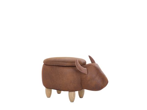 Faux Leather Storage Animal Stool Brown COW | ex Factury at Fair Price ...