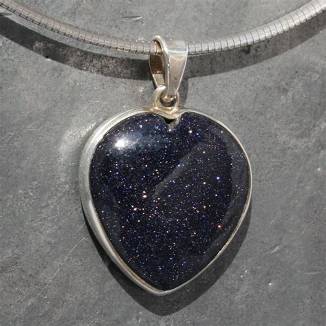 Blue Goldstone Heart Pendant | Lumina Jewellery