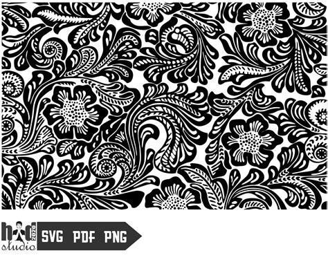 Western Tooled Leather Pattern Floral SVG - Etsy