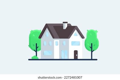 Blue House Vector Illustration Cartoon Style Stock Vector (Royalty Free ...