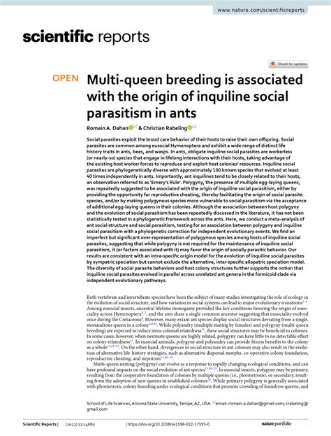 (PDF) Multi-queen breeding is associated with the origin of inquiline ...