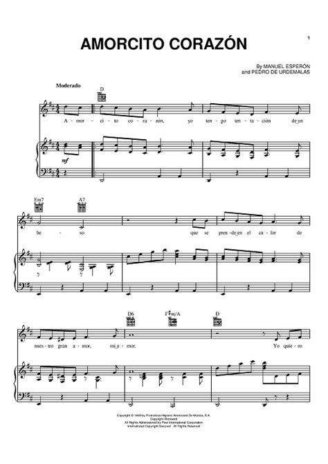 Amorcito Corazon" Sheet Music by Manuel Esperon for Piano/Vocal/Chords ...