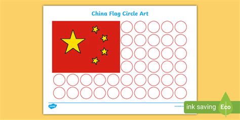 FREE! - China Flag Circle Art Worksheet | Twinkl | KS1