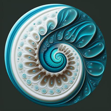 Fibonacci Sequence Spiral in Turquoise Blue White #11 Drawing by RAGANA Design - Pixels