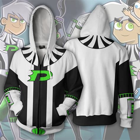 Anime Danny Phantom Cosplay Costumes Zipper Hoodies Sweatshirts 3D Printing Unisex Adult man ...