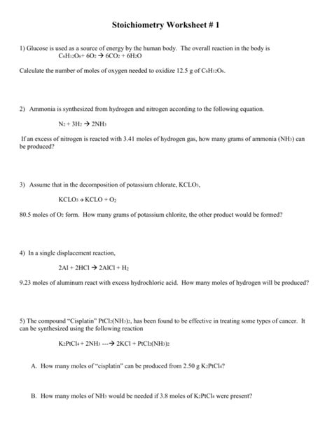 Gas Stoichiometry Worksheet Doc | worksheet today