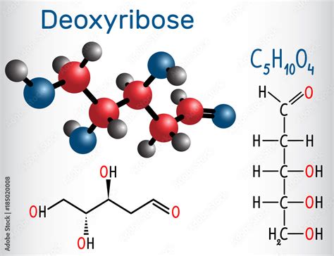 Linear form (acyclic) of Deoxyribose molecule, it is a monosaccharide (deoxy sugar), which has ...