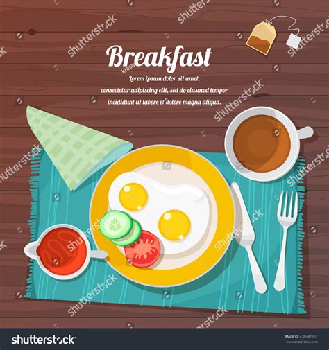 Vector Illustration Breakfast Table Scrambled Eggs Stock Vector (Royalty Free) 438947767 ...