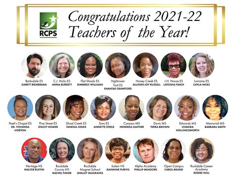 RCPS 2021-22 Teachers of the Year - Rockdale County Public Schools