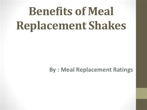 Benefits of Meal Replacement Shakes