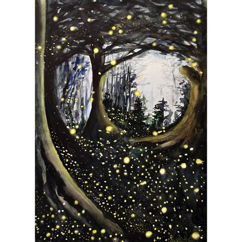 Night Forest Painting Watercolor Original Art Fantasy Artwork - Etsy