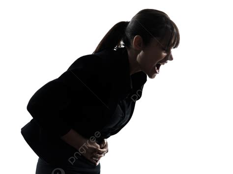Woman Stomach Pain Cramp Silhouette Studio Shot, White, One Person, People PNG Transparent Image ...