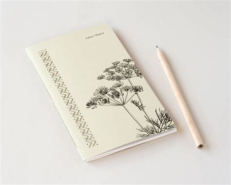 SALE Embroidered Notebook Handmade Journal Botanical Print