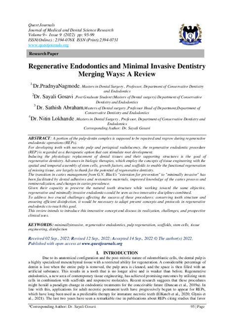 (PDF) Regenerative Endodontics and Minimal Invasive Dentistry Merging ...