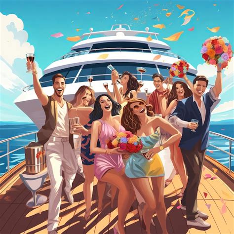 Premium AI Image | illustration of fancy party on a beautiful yacht ...