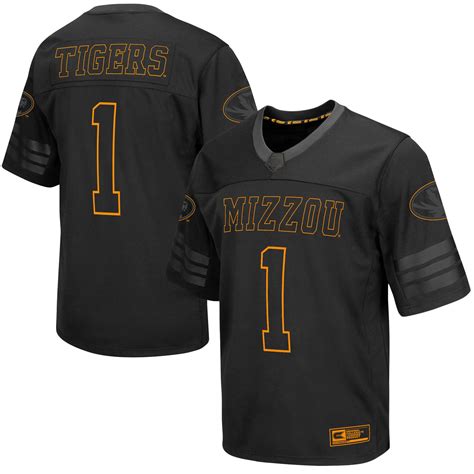 Colosseum #1 Missouri Tigers Black Blackout Football Jersey